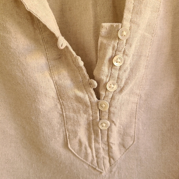 J. Jill Linen Tunic Blouse / Beige-Tan / Size Medium - Picture 2 of 5
